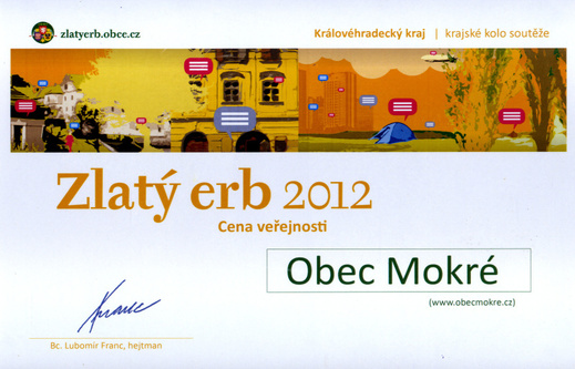 Zlatý erb Mokré Cena veřejnosti Královéhradeckého kraje 2012