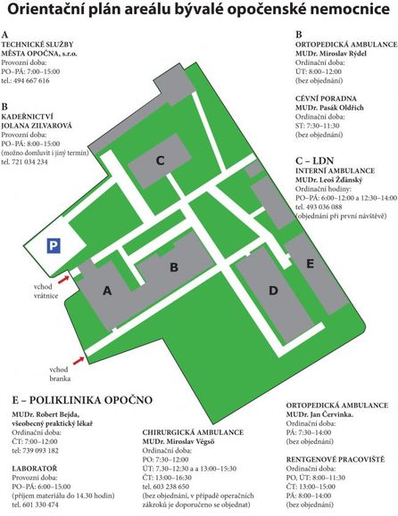 Plán areálu bývalé opočenské nemocnice